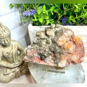 Beautiful Red Calcite with Dolomite and Chalcopyrite